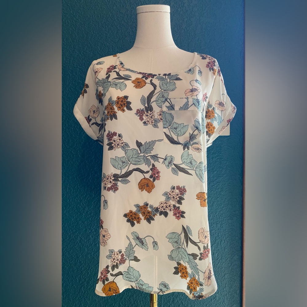 Maurice’s short sleeve tunic blouse top floral size XS